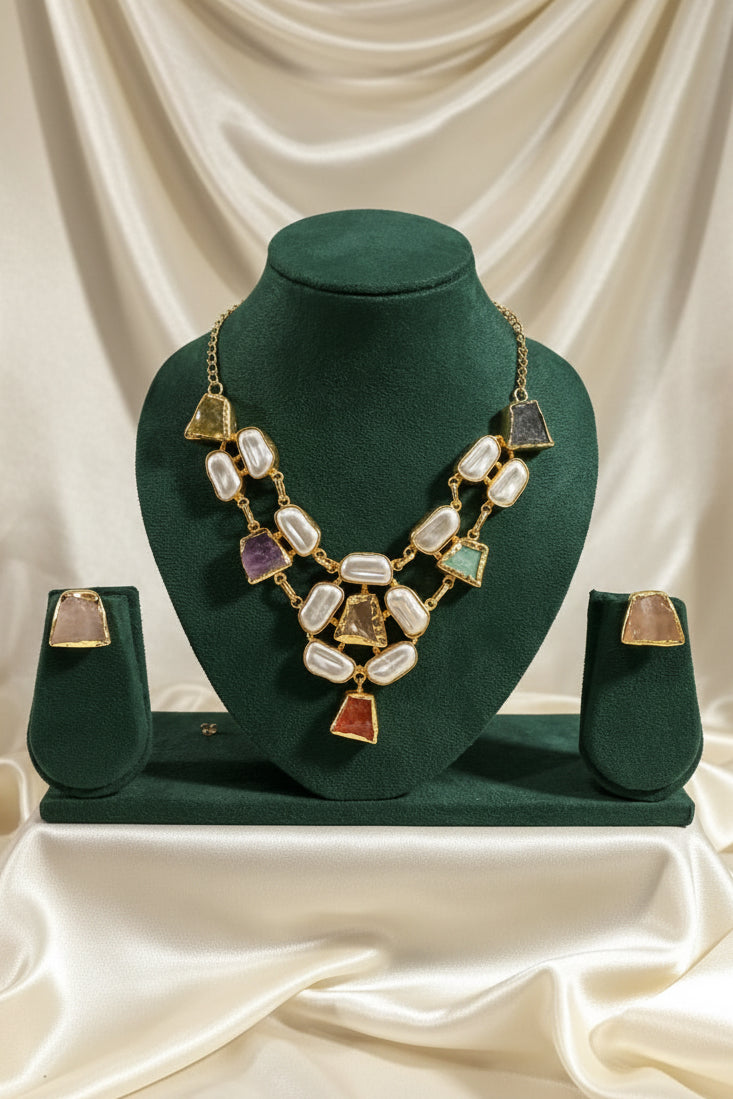 Multistone + Baroque Pearls Set
