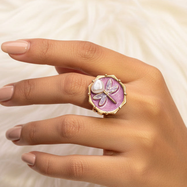 Dragonfly Ring 3D Painting Ring