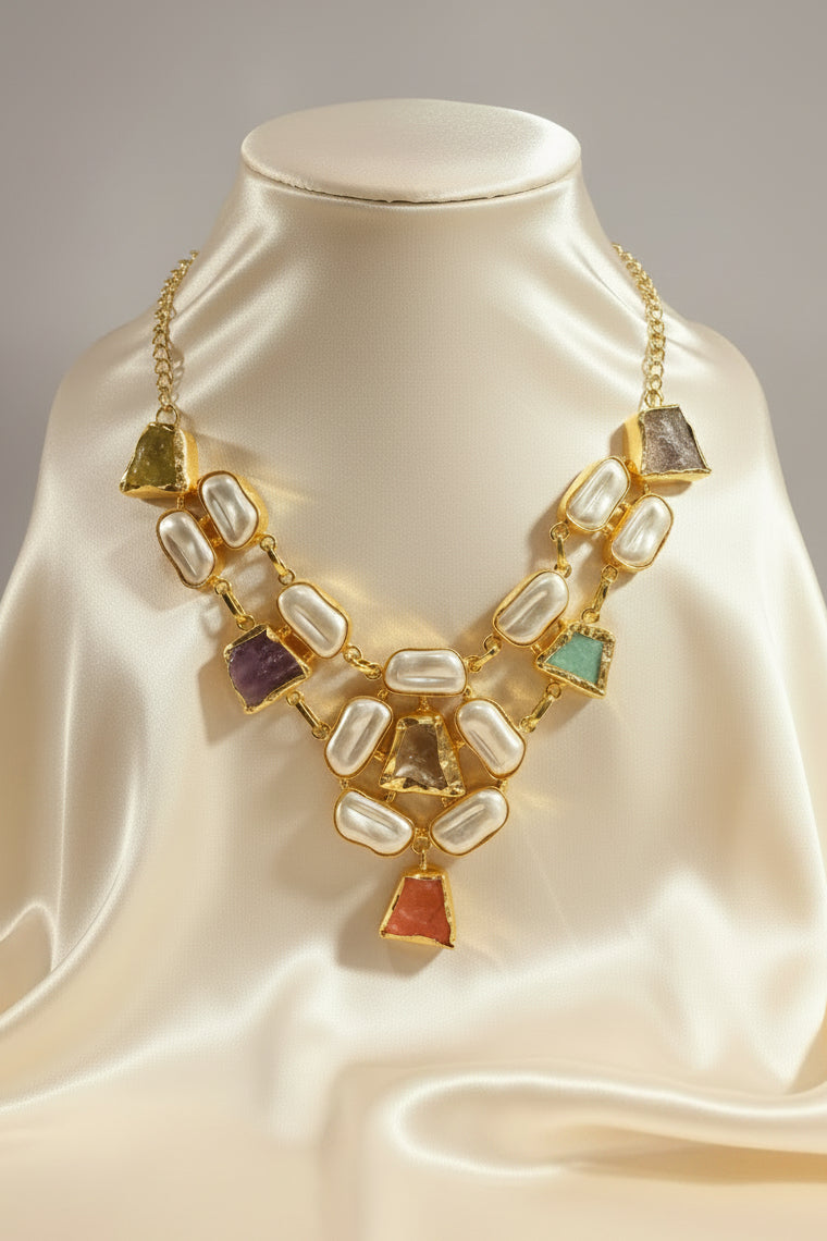 Multistone + Baroque Pearls Set