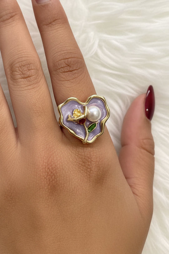 Flower 3D painting Ring