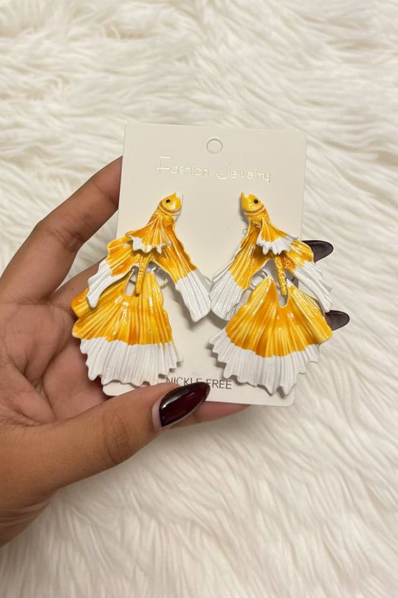 Enamel Fish Long Earrings