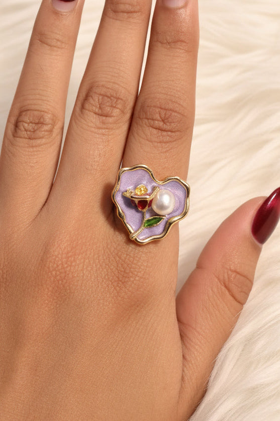 Flower 3D painting Ring