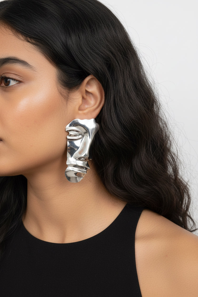 Silver Face Earrings