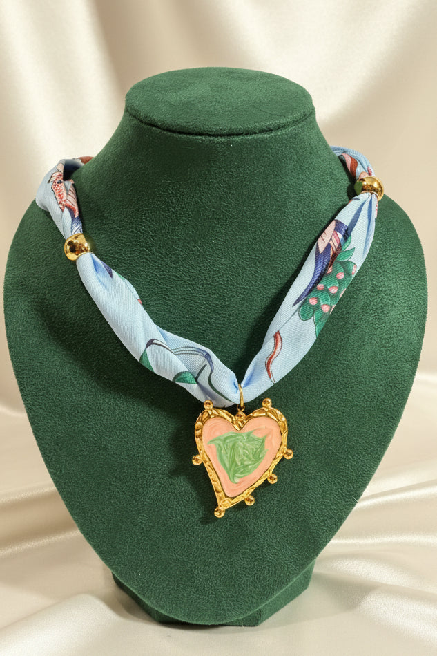 Scarf necklace with charms