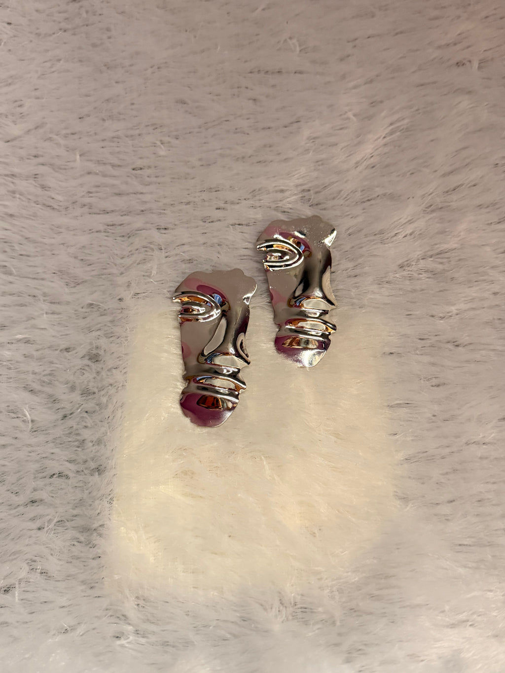 Silver Face Earrings
