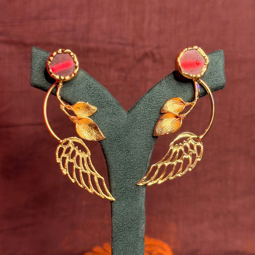 Red Angle Wings Earrings