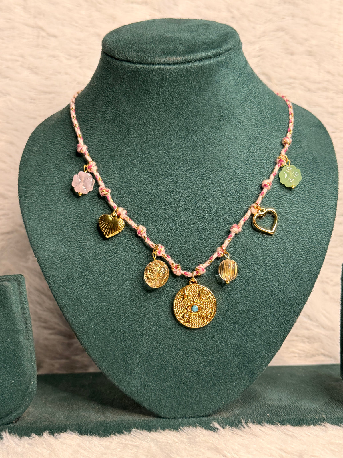Charms Rope Necklace (Pink)