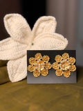 Floral brass earrings