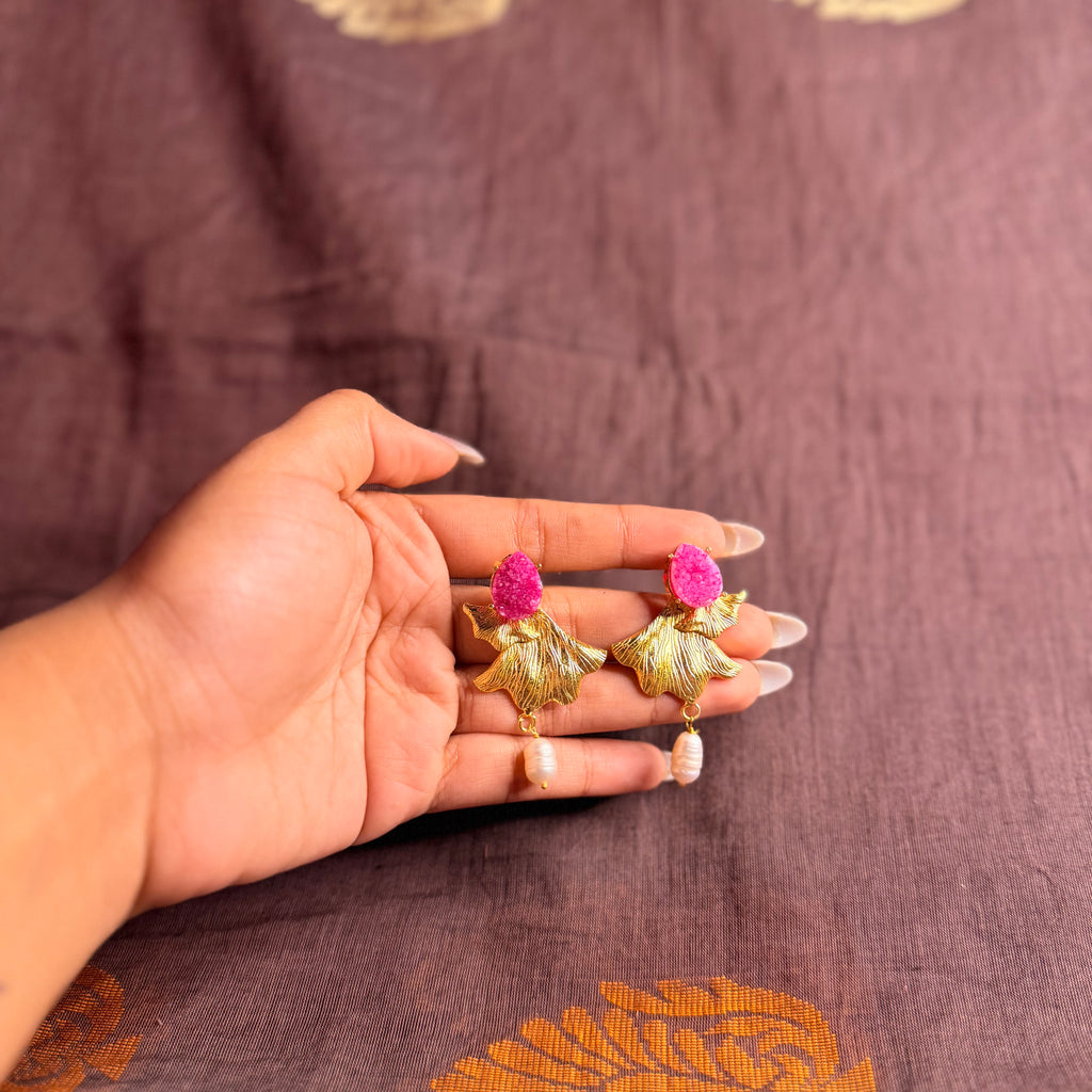 Pink Druzy with Moti