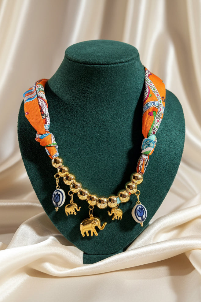 Scarf Necklace with Charms