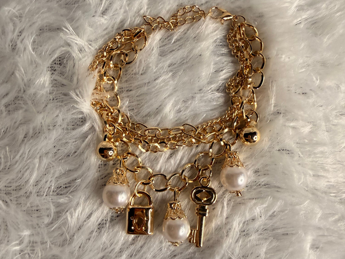 Lock and Key Self Styling Bracelet- 3 Layers