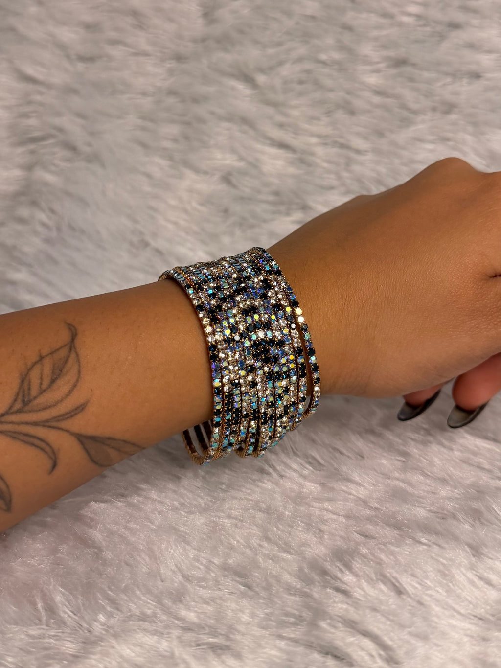 Navy Blue and Gold - Bling Elastic Bracelet