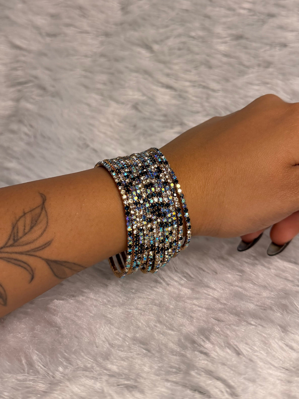 Navy Blue and Gold - Bling Elastic Bracelet