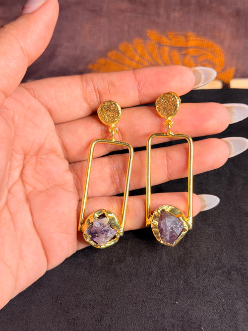 Amethyst in a box Earring
