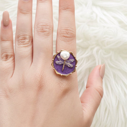 Dragonfly Ring 3D Painting Ring