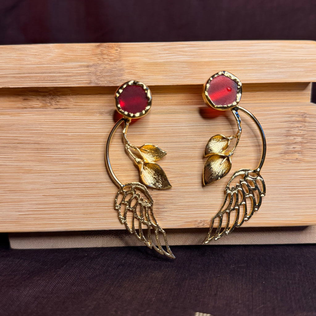 Red Angle Wings Earrings
