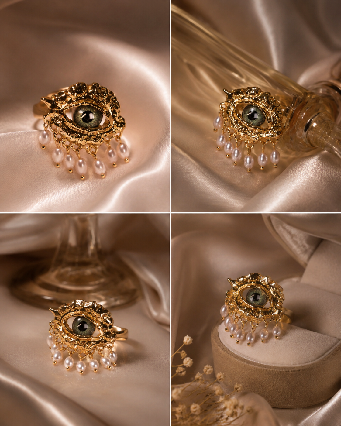 Evil eye ring with Moti Tassle