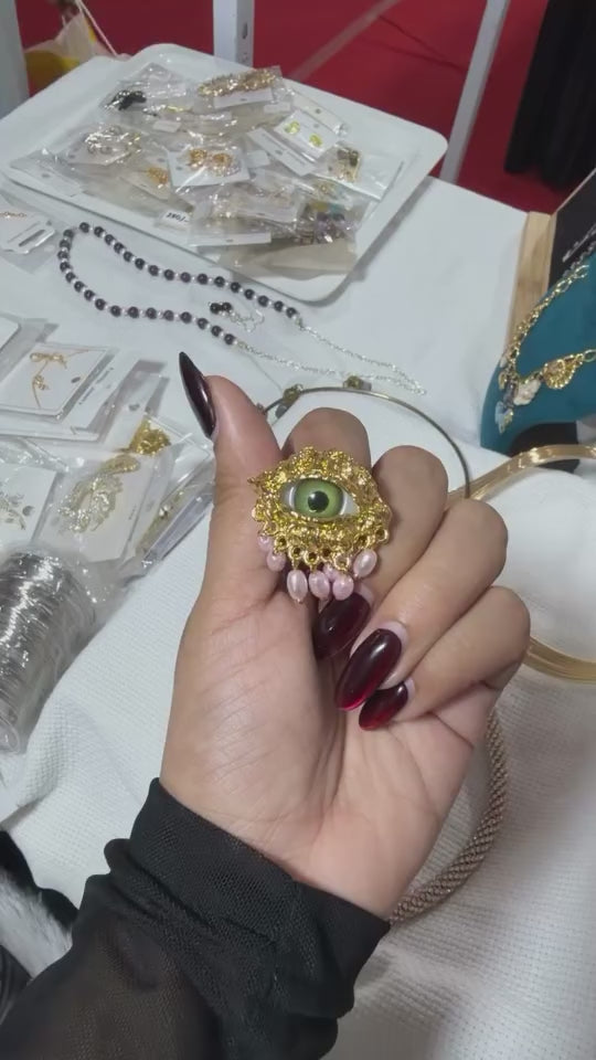 Evil eye ring with Moti Tassle